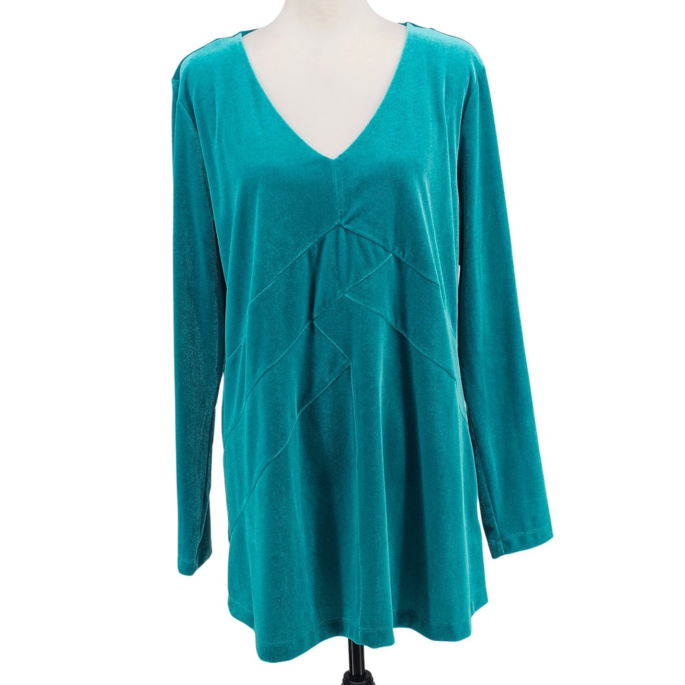 Soft Surroundings Isolde Velvet Tunic Large Vivid Teal Luxe Bohemian Party NWT
